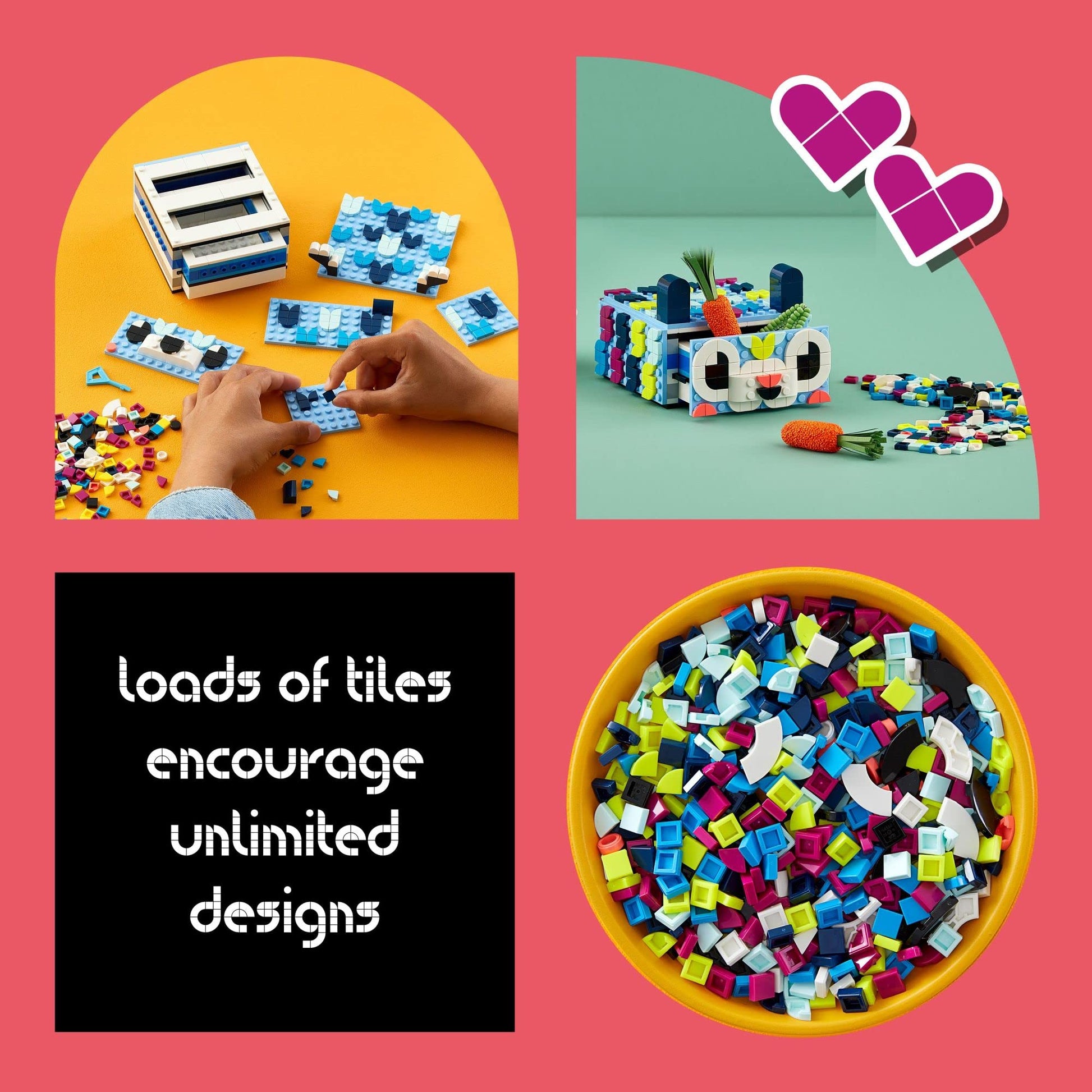 LEGO DOTS Creative Animal Drawer Building Toy 41805, Buildable Treasure Box, Jewelry Box, Desk Caddy, Storage Box, Arts and Crafts DIY Toy Mosaic