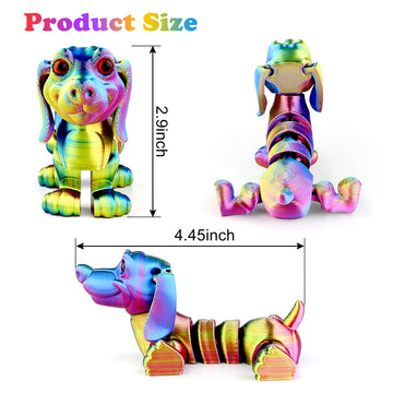 SUKIPIN 3D Printed Animals, 4 Pack Articulated Dog Fidget Toy ADHD Relief