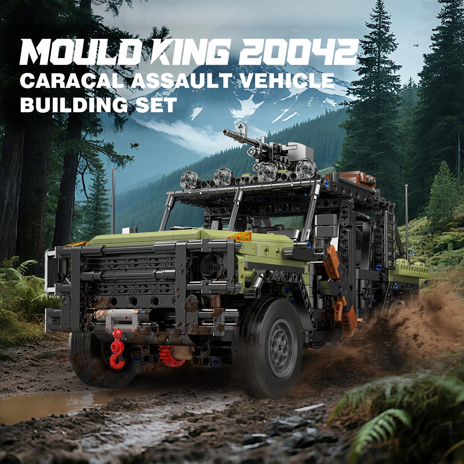 Mould King 20042 Military Off-Road Vehicle Building Set, App & Remote Control Off-Road Car Building Blocks Set, Collectible Military Truck Model Kit