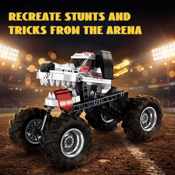 Technic Building Monster Mutt Dalmatian,2in1 Pull Back Car Toys for Off Road Stunts, DIY Building Cars Toy,Racing Action Toy for Boys and Girls Craft