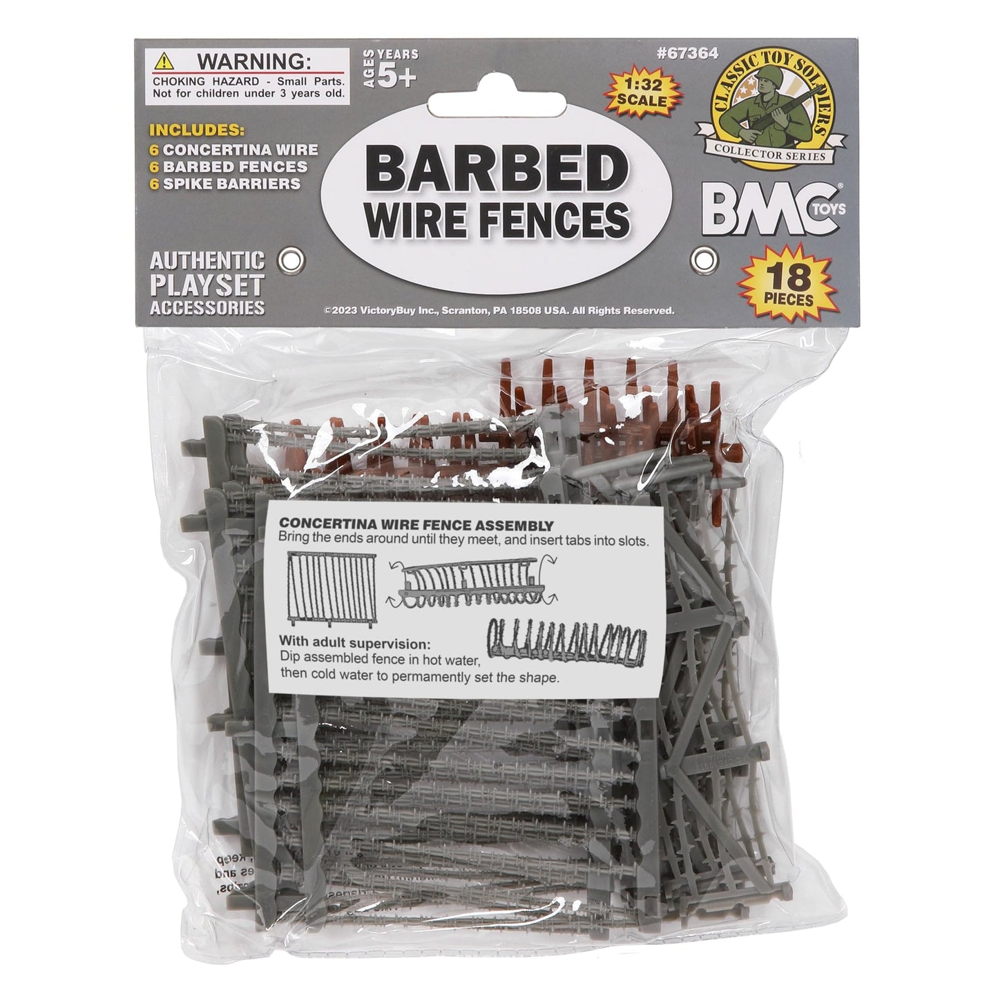 BMC CTS Concertina Barbed Wire Fence Barricade - 18pc Plastic Army Men Accessory