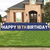 Happy 18th Birthday Banner Blue, Large 18th Bday Sign, 18th Birthday Party Outdoor Decoration for Boy Men?9.8 x 1.6 feet?