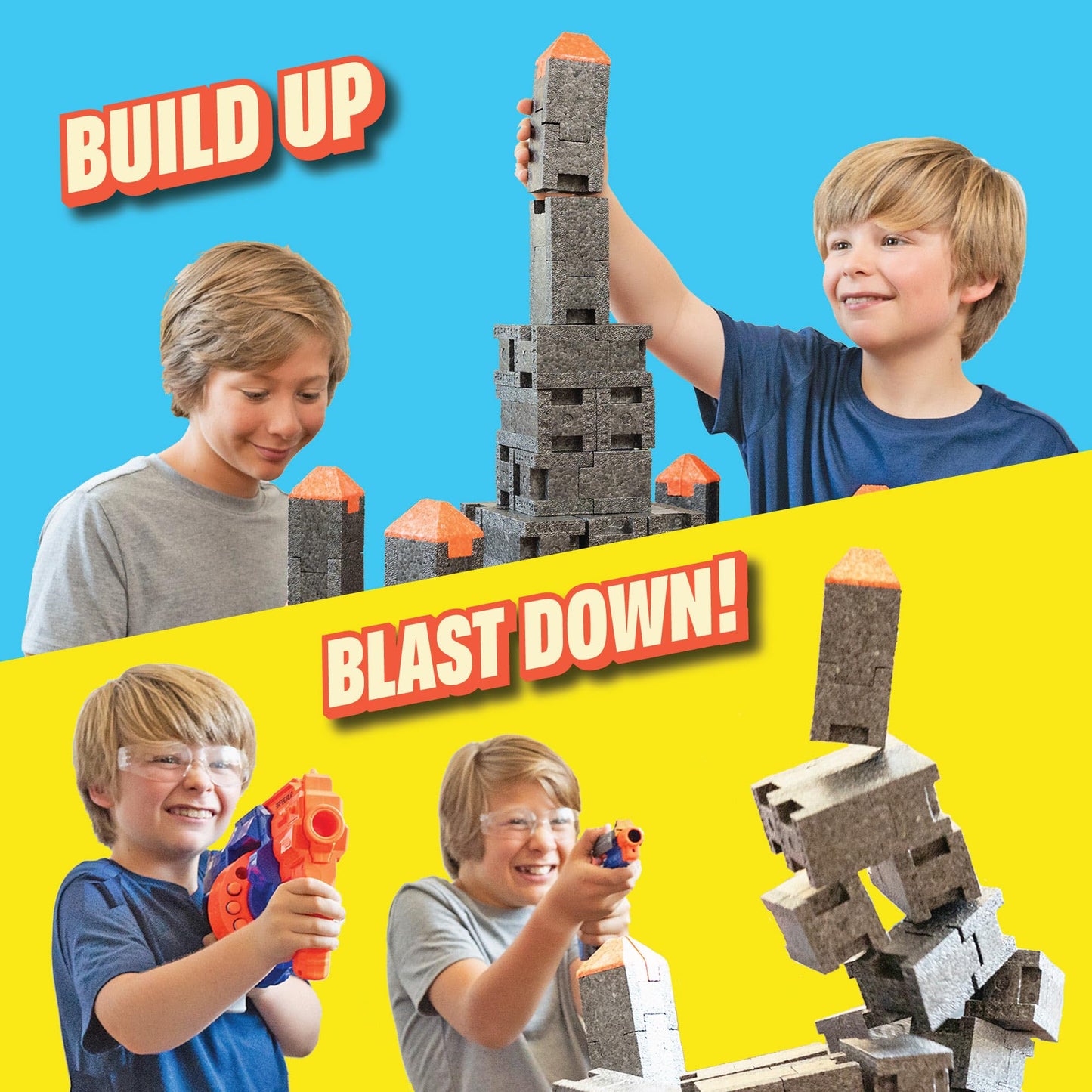 Blaster Blocks: Castle Pack - Buildable & Destroyable Targets for Nerf Guns - for Kids Aged 6+ - Extreme Target Game & Challenge - Fun Shooting
