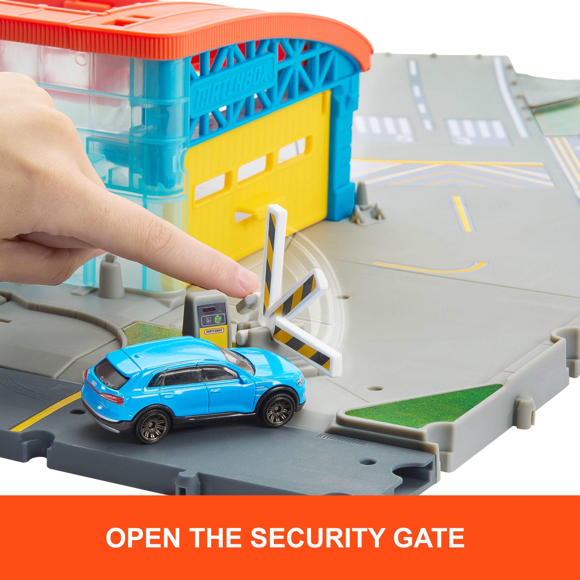 Matchbox Toy Car Playset, Takeoff Adventure Airport Set with Die-Cast Audi in 1:64 Scale, Plastic Plane, Take-Off & Landing Feature & Storage