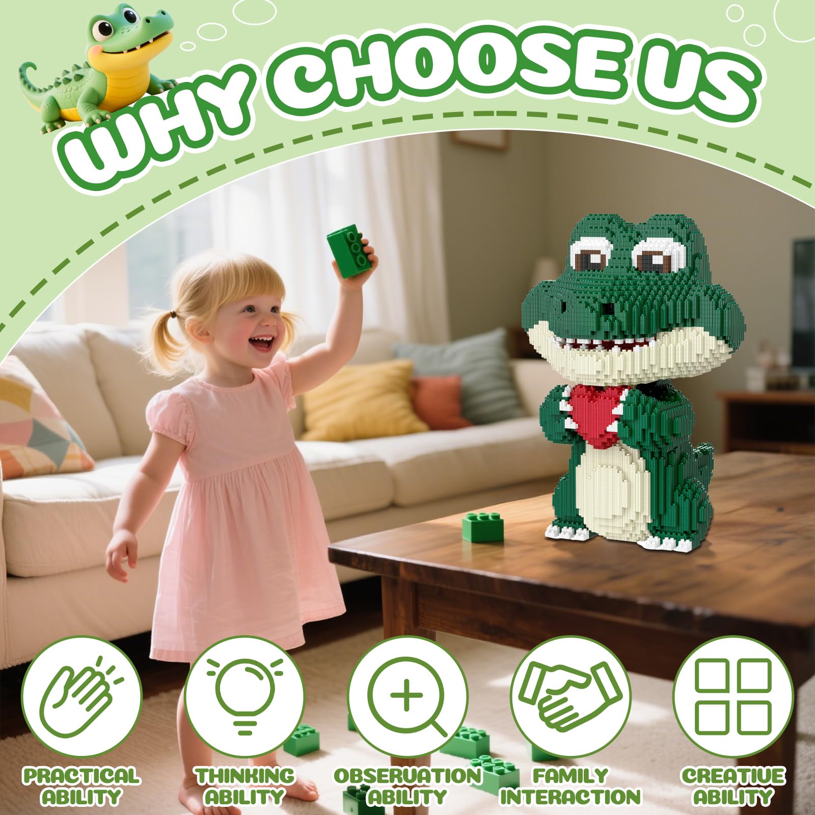 APENGBAOL Animal Love Crocodile Micro Mini Building Blocks Set?9874PCS 39cm High Series? Gift for Adults