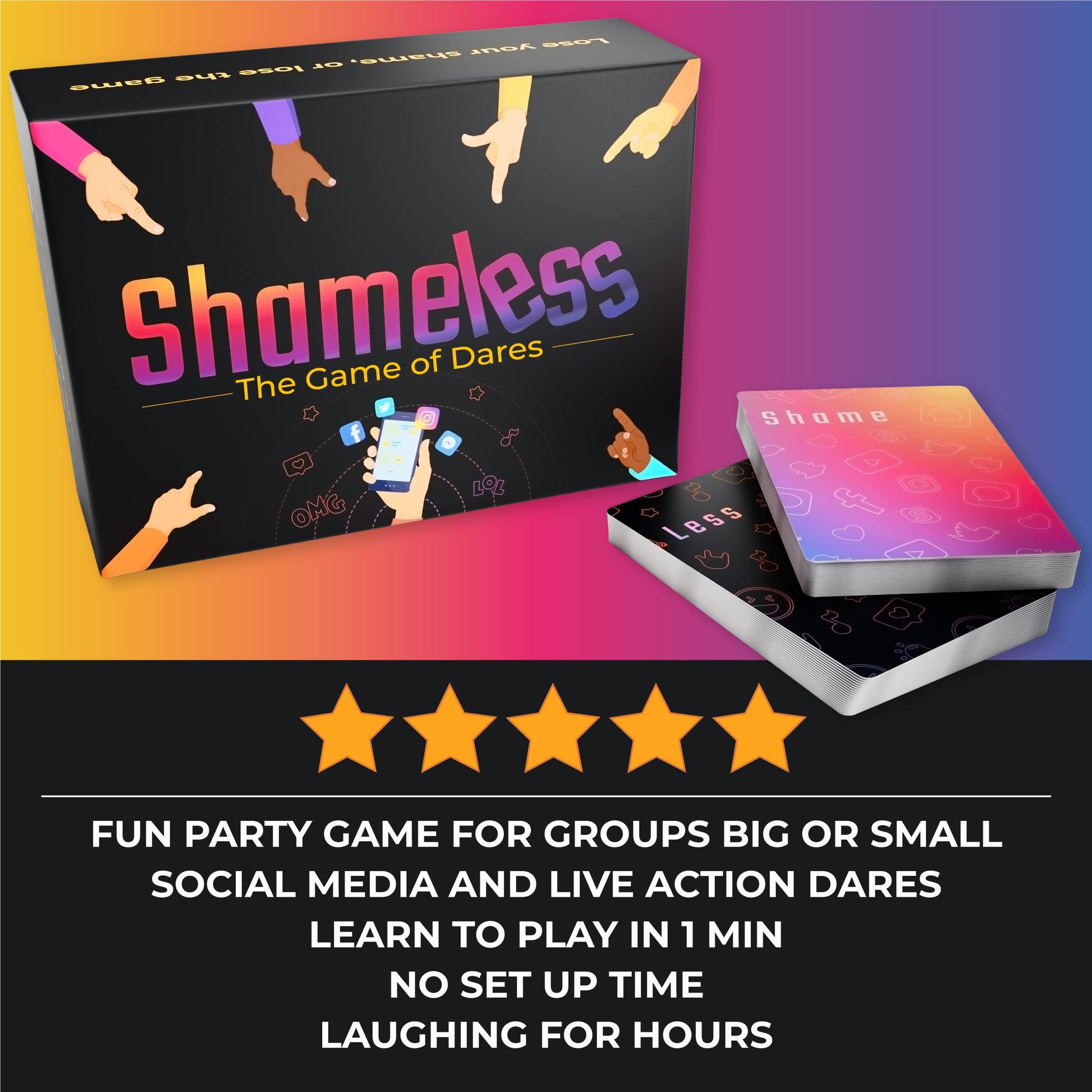 Shameless Party Card Game - Fun Social Dares for Adults & Teens - Perfect for Birthday, Bachelorette & Family Parties