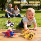 Airplane Toy Cars for Toddlers 1-3 - 4 Pack Press and Go Baby Car Toys, Push Airplanes with Rotating Propellers & Animal Drivers, Safe ABS Friction