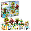LEGO DUPLO Wild Animals of The World Building Set, Includes Sounds, World Map Playmat, 22 Animal Figures, Educational Gift, Learning Toy for Girls &