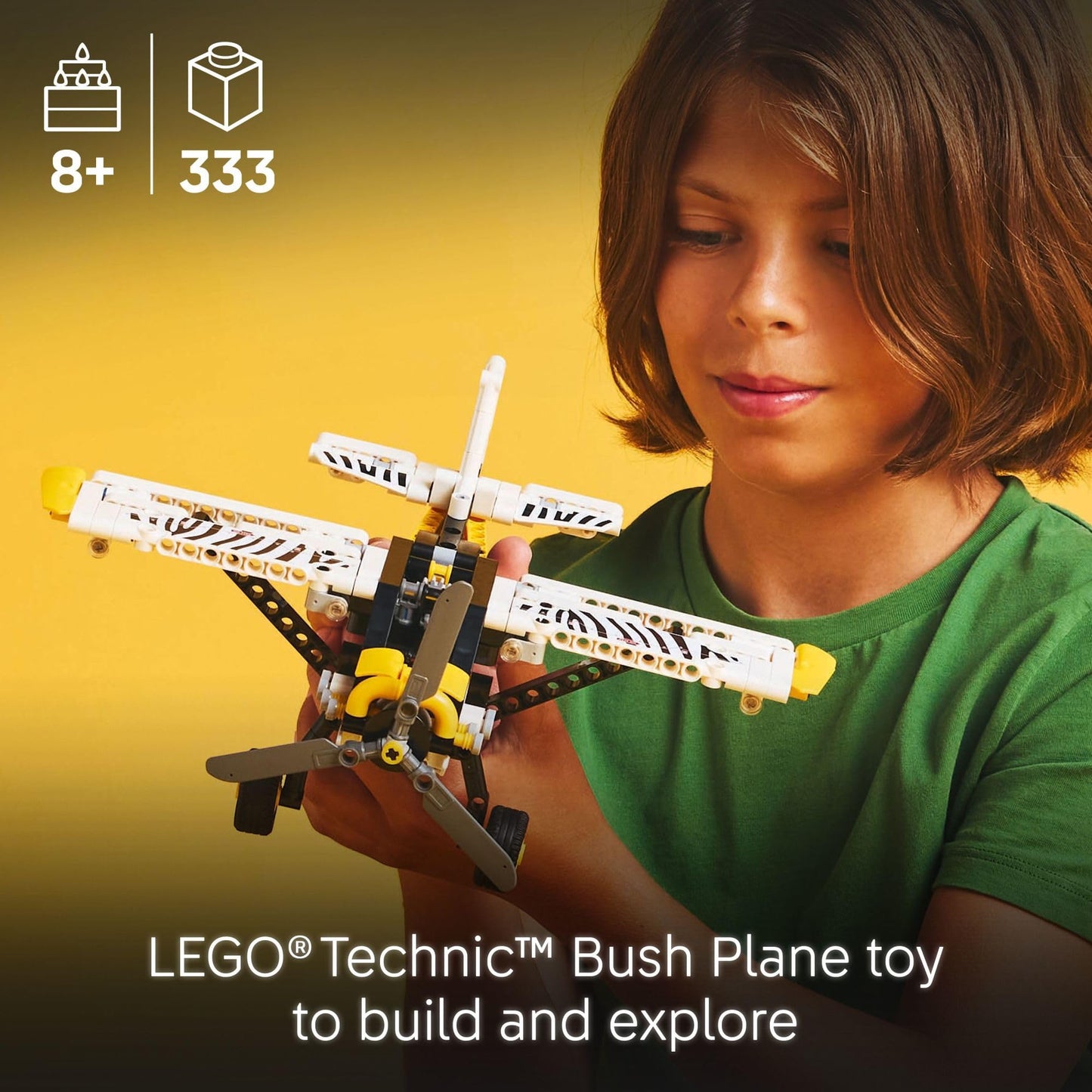 LEGO Technic Bush Plane Toy - Buildable Airplane Toy for Kids, Boys and Girls, Ages 8+ - Model Airplane Gift with Spinning Propeller, 4-Cylinder