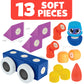 Blockaroo Magnetic Foam Building Blocks - 13-Piece Roadster, Bath Toys for Toddlers, Preschool Toys, Bathtub Toys, Sensory Toys, Blocks for Toddlers
