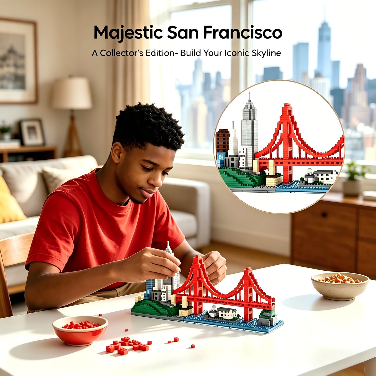 LUKHANG San Francisco Skylines Building Set Model Kit - Engaging Architecture Gift for Adults, Micro Mini Blocks, 1610pcs+ | Aesthetically Pleasing