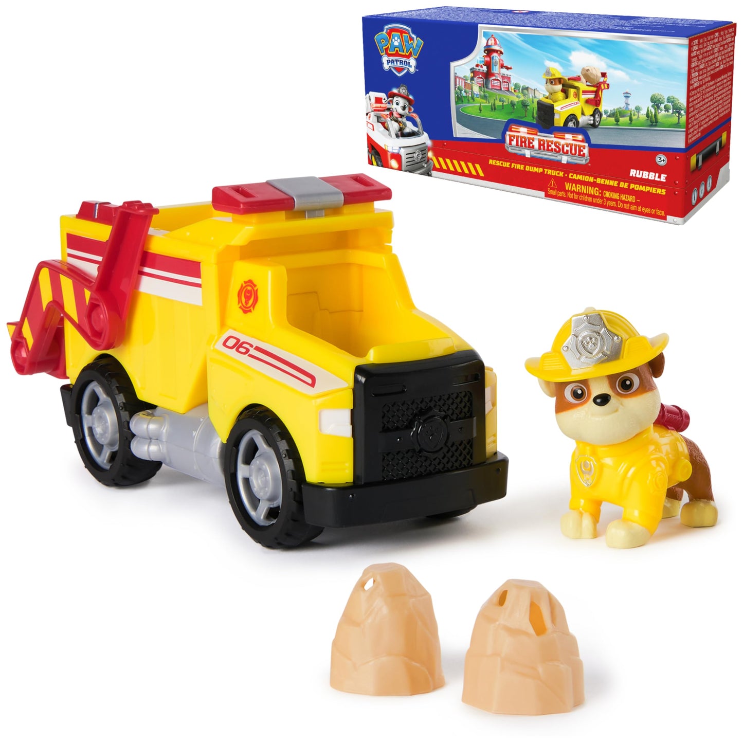 Paw Patrol Fire Rescue Rubble Fire Dump Truck Toy Vehicle Set