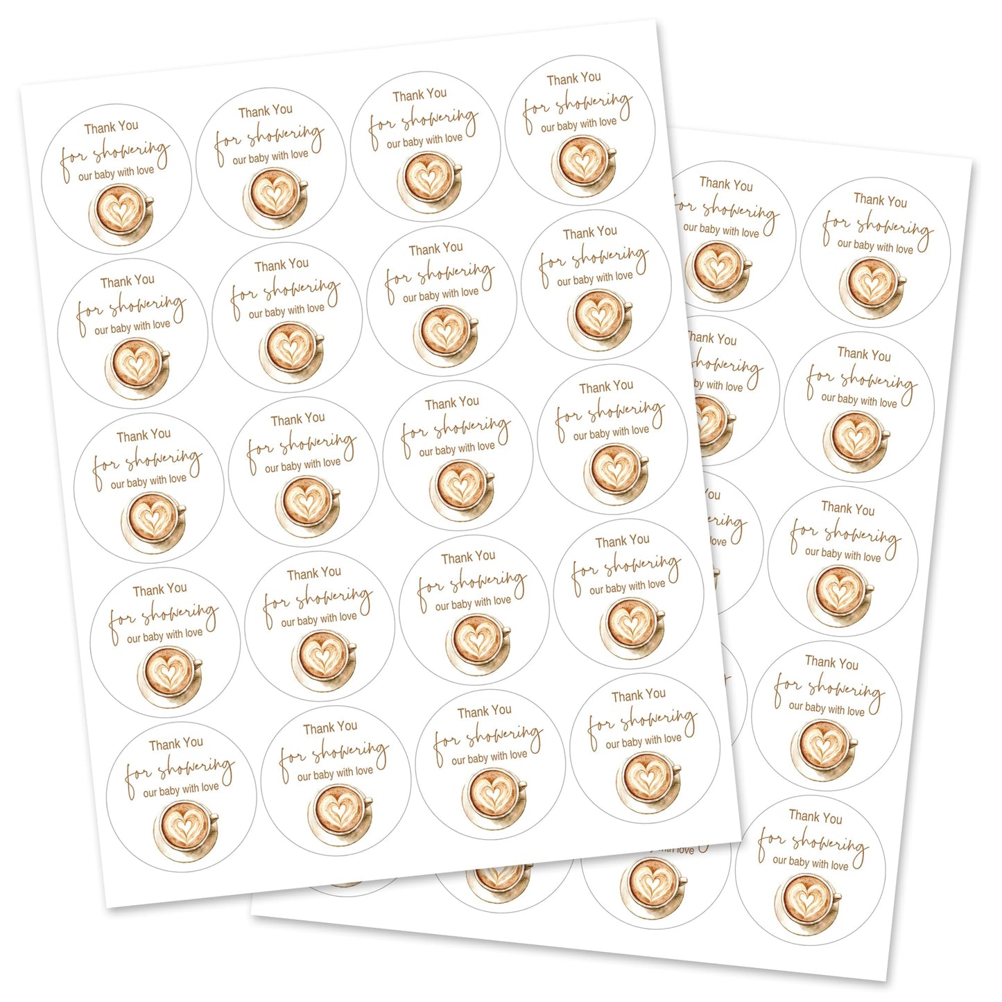 Coffee Baby Shower Thank You Favor Stickers - Set of 40