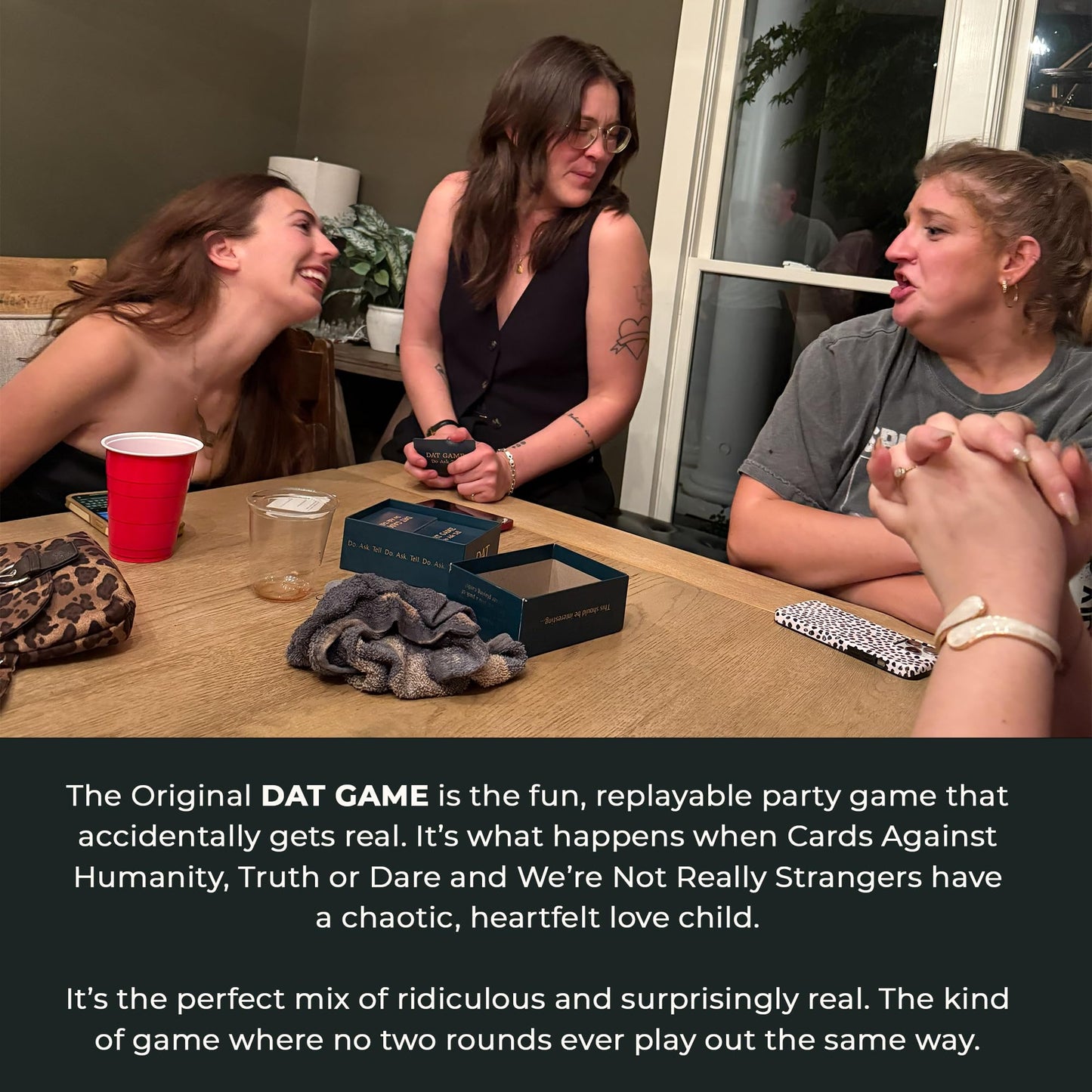 DAT GAME Do Ask Tell Card Game for Adults, Funny Icebreaker Deck Highest Rated Interactive Social Game Night Activity