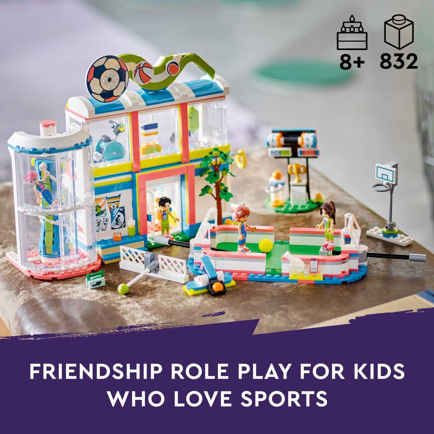 LEGO Friends Sports Center 41744 Building Toy Set, Fun for Boys and Girls Ages 8 and up, Includes Football, Basketball and Tennis Games, A Fun Gift