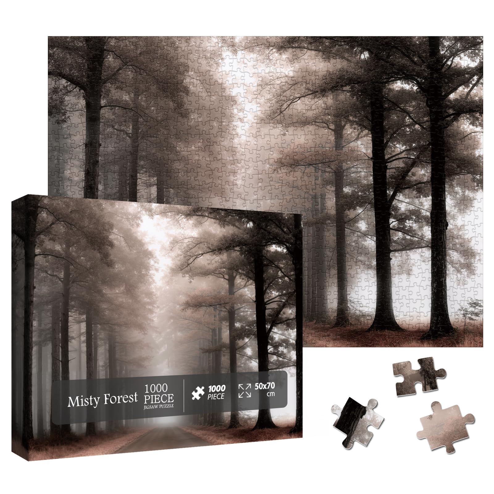 Larkipuzz Mystery Forest Landscape Puzzles for Adults 1000 Pieces, Impossible Mystic Nature Plant Jigsaw Puzzles, Hard Difficult Tree Scenic Puzzle