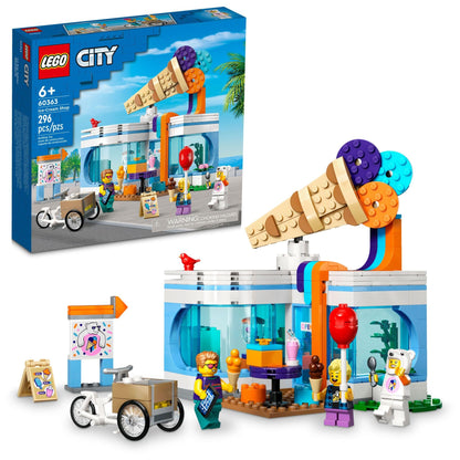 LEGO City Ice-Cream Shop 60363 Building Toy Set, Includes a Cargo Bike, 3 Minifigures and Lots of Fun Features and Accessories for Imaginative Role