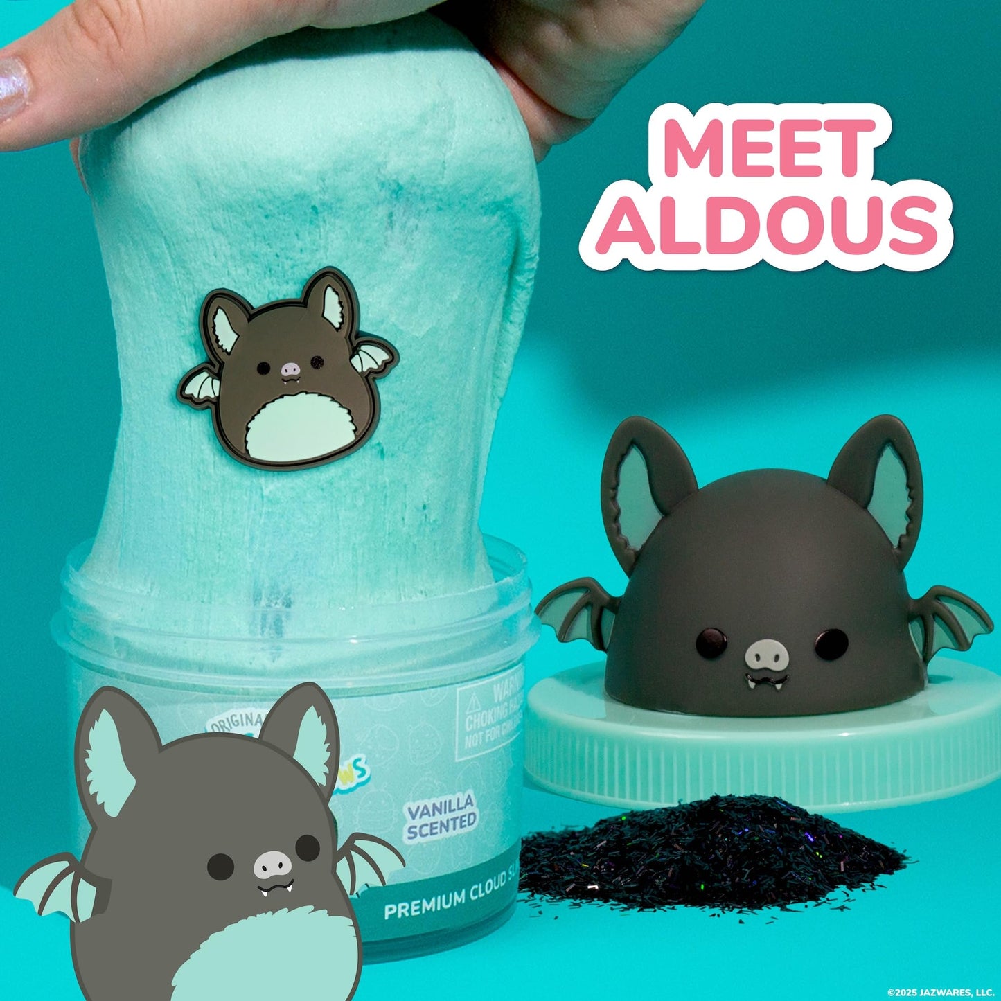 Original Squishmallows Scented Slime Jar, Vanilla, Aldous the Fruit Bat