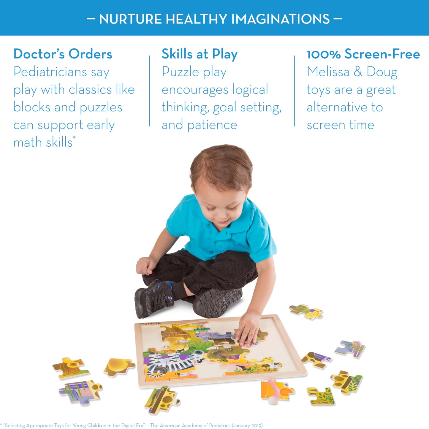 Melissa & Doug 3-Puzzle Jigsaw Set - Dinosaurs, Ocean, and Safari