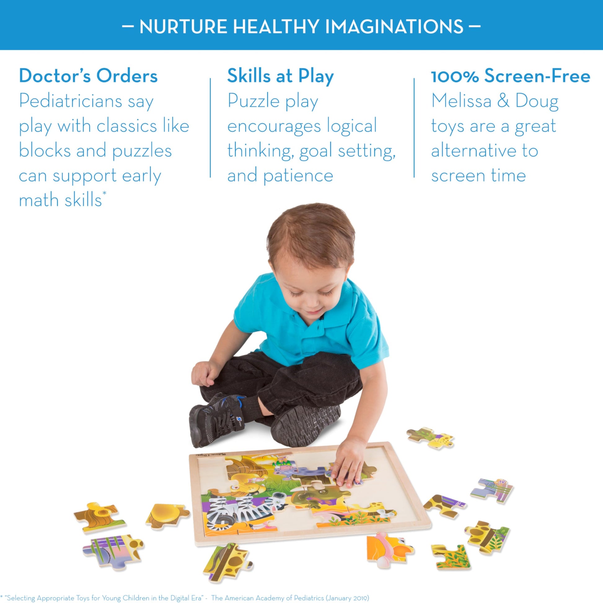Melissa & Doug 3-Puzzle Jigsaw Set - Dinosaurs, Ocean, and Safari