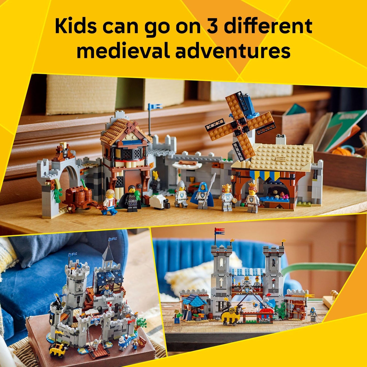 LEGO Creator 3 in 1 Medieval Horse Knight Castle Toy for Kids - Building Blocks & Learning Toy for Boys & Girls Ages 9+ - 3 Storytelling Building Sets