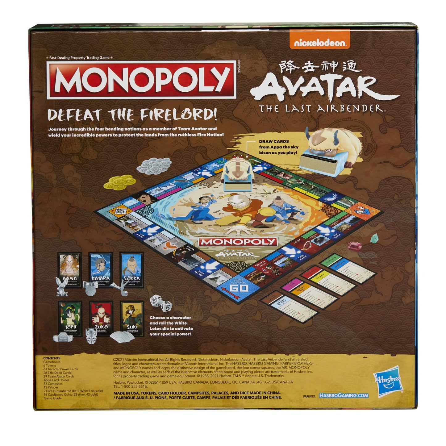 Hasbro Gaming Monopoly: Avatar: Nickelodeon The Last Airbender Edition Board Game for Kids Ages 8 and Up, Play as a Member of Team Avatar (Amazon