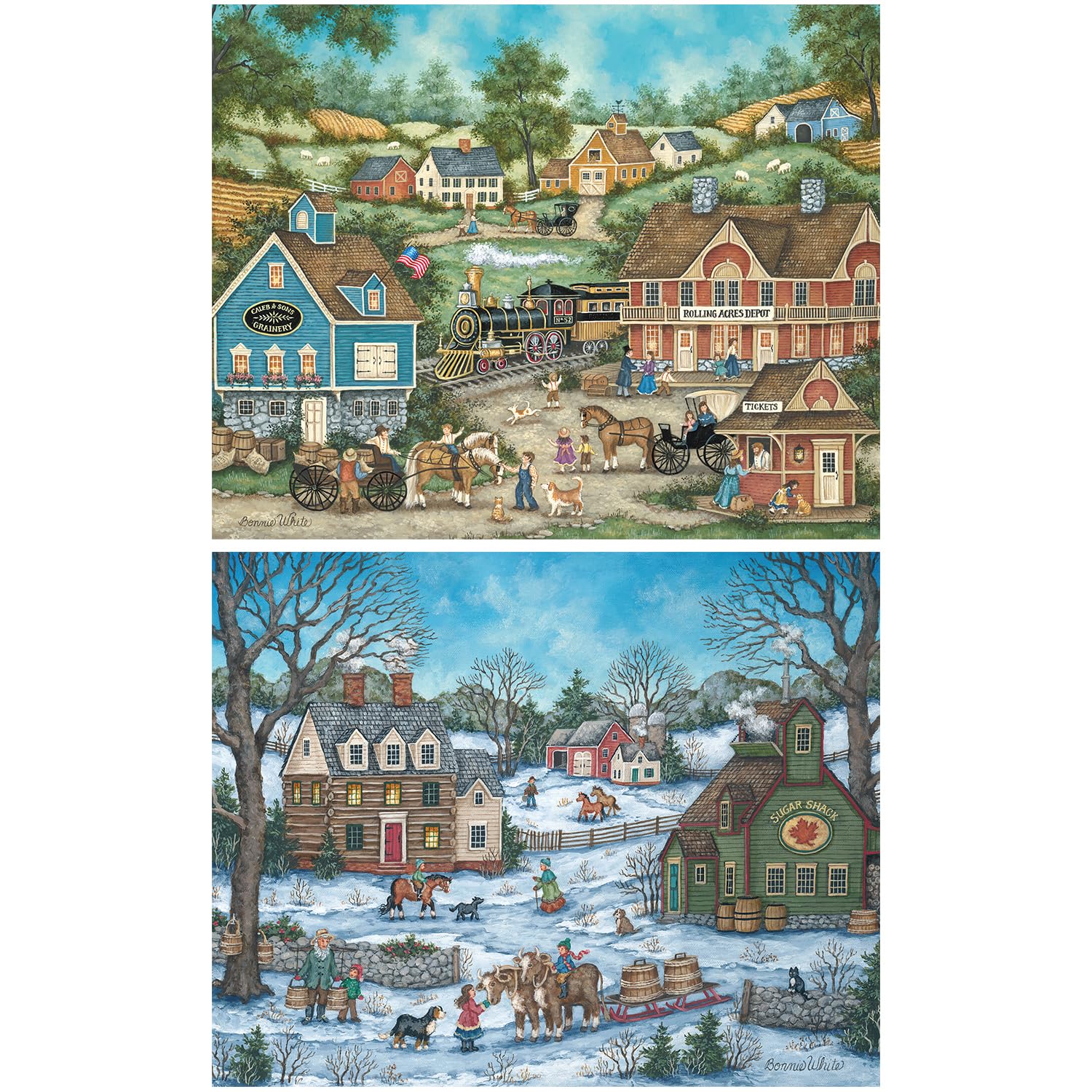 Bits and Pieces 4 Jigsaw Puzzle Set, 1000 Piece Puzzles, 20x27