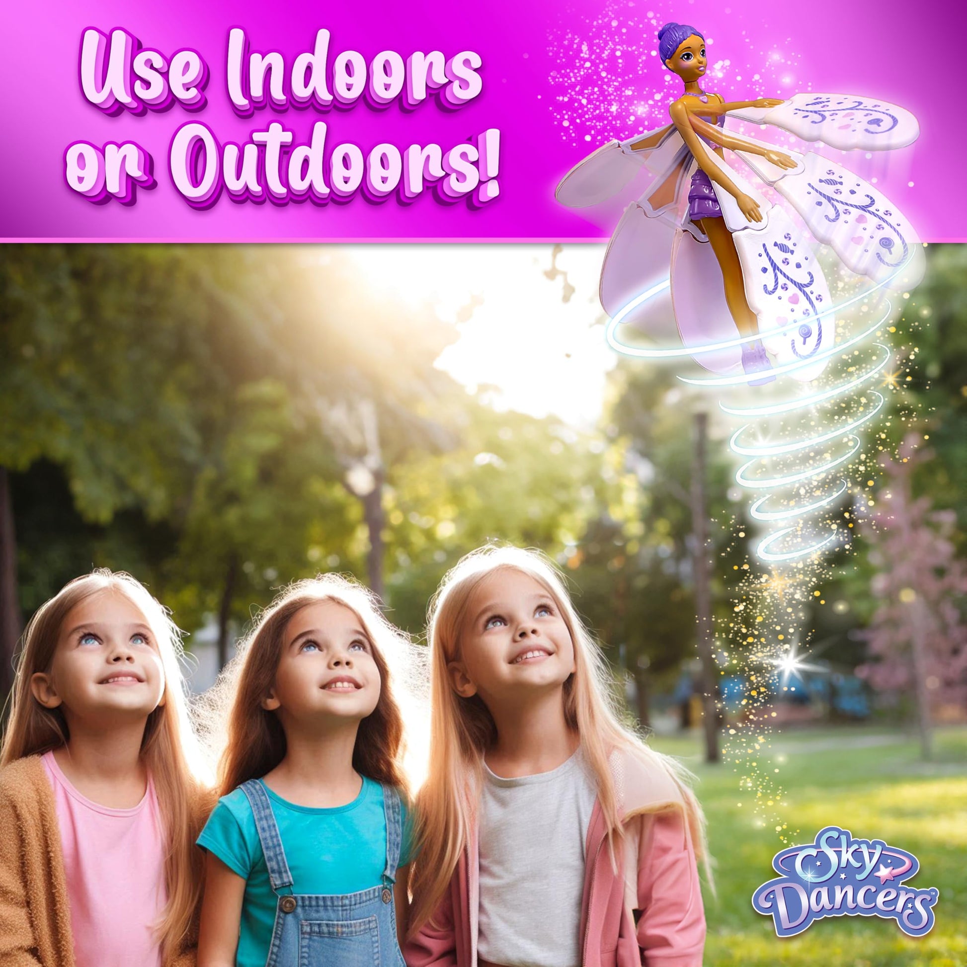 Sky Dancers Purple Licious- The Original Flying Doll Toy - Pull String Powered, Use Indoors or Outdoors, No Batteries Required, Gift for Kids 6+