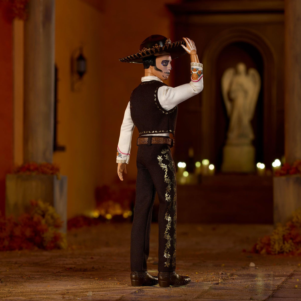 Barbie Signature Ken Doll, Día De Muertos 2025 Collectible with Cream Shirt, Black Vest and Trousers, Sombrero and Calavera Face Paint