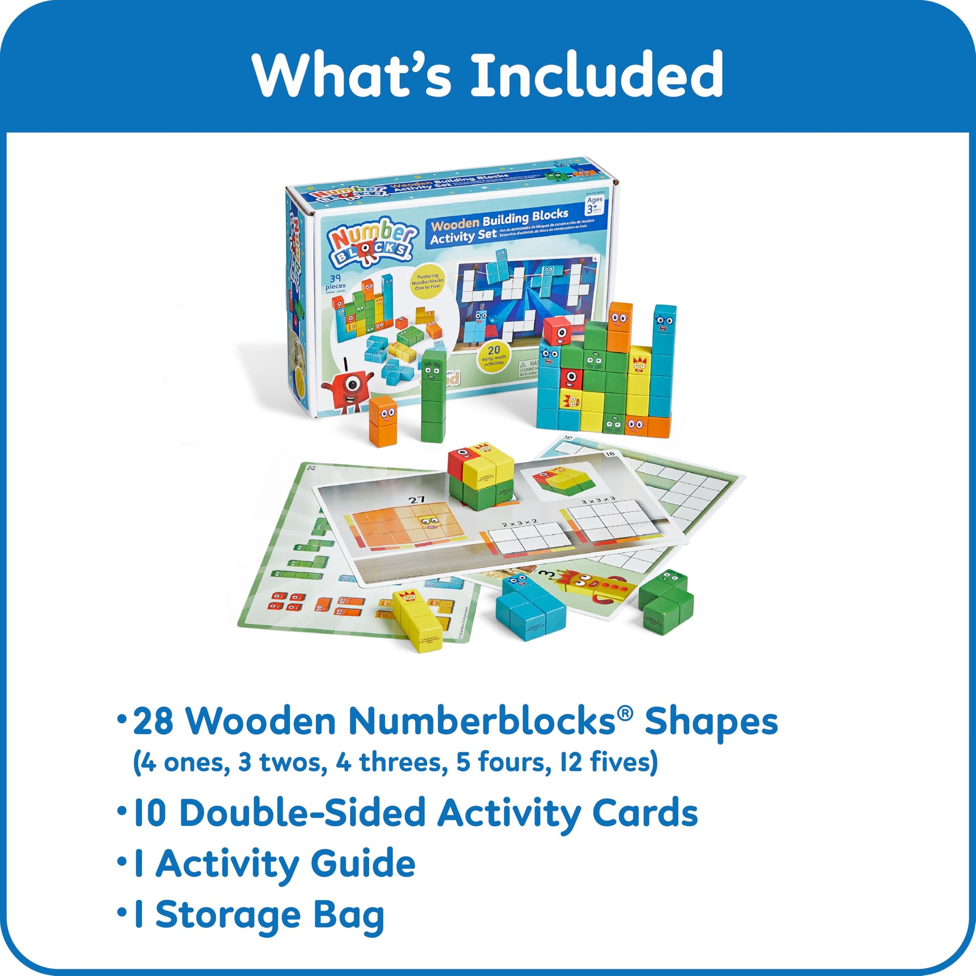hand2mind Numberblocks Wooden Building Blocks Activity Set, Wood Stacking Toy, Counting Blocks, Numbers for Toddlers, Math Games, Preschool Learning