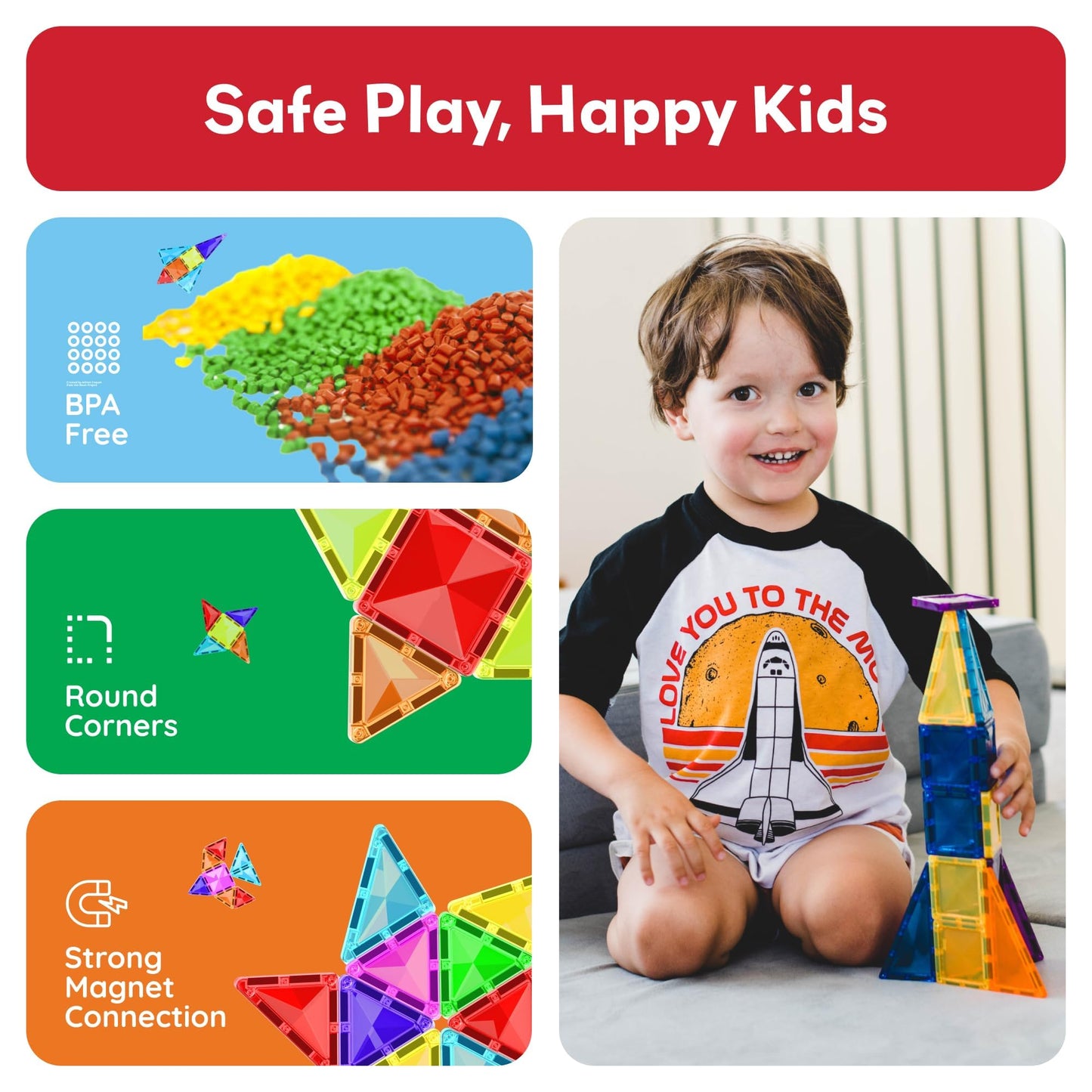 PicassoTiles 60 pcs Mini Magnetic Tiles Magnet Toys Travel-Friendly On-The-Go Building Blocks for Kids Compact Lightweight Creative playset Preschool