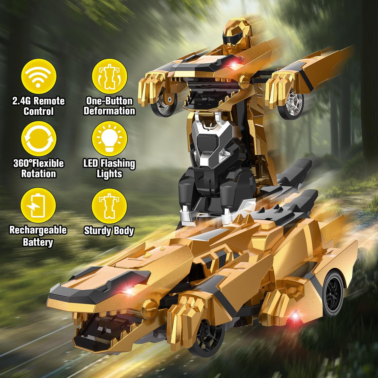Kroyedfuw Dinosaur Transform RC Cars, 2.4Ghz Remote Control Car