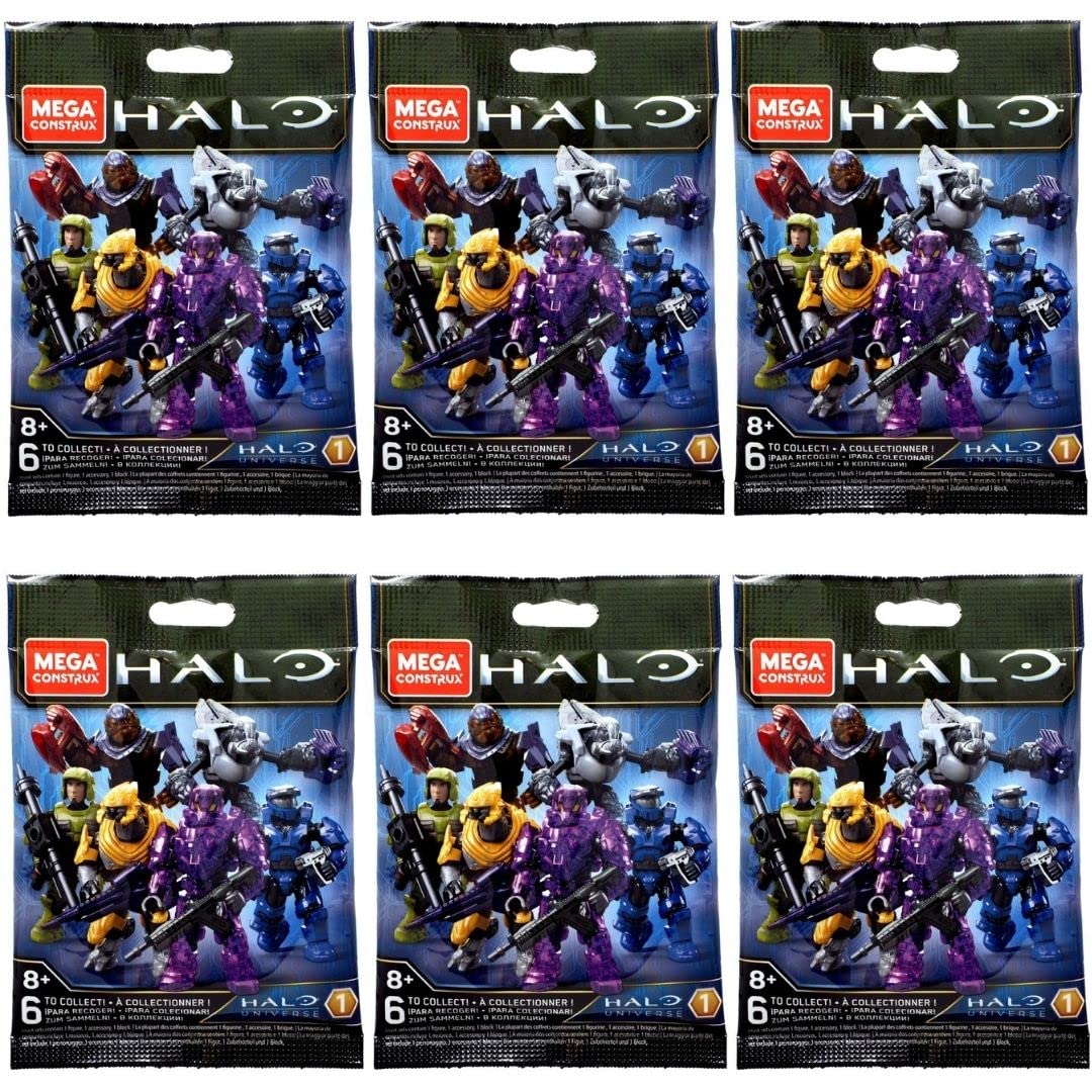 Mega Construx Halo Universe Series 1 Blind Bag Mini Figures Bundle Complete Set of 6