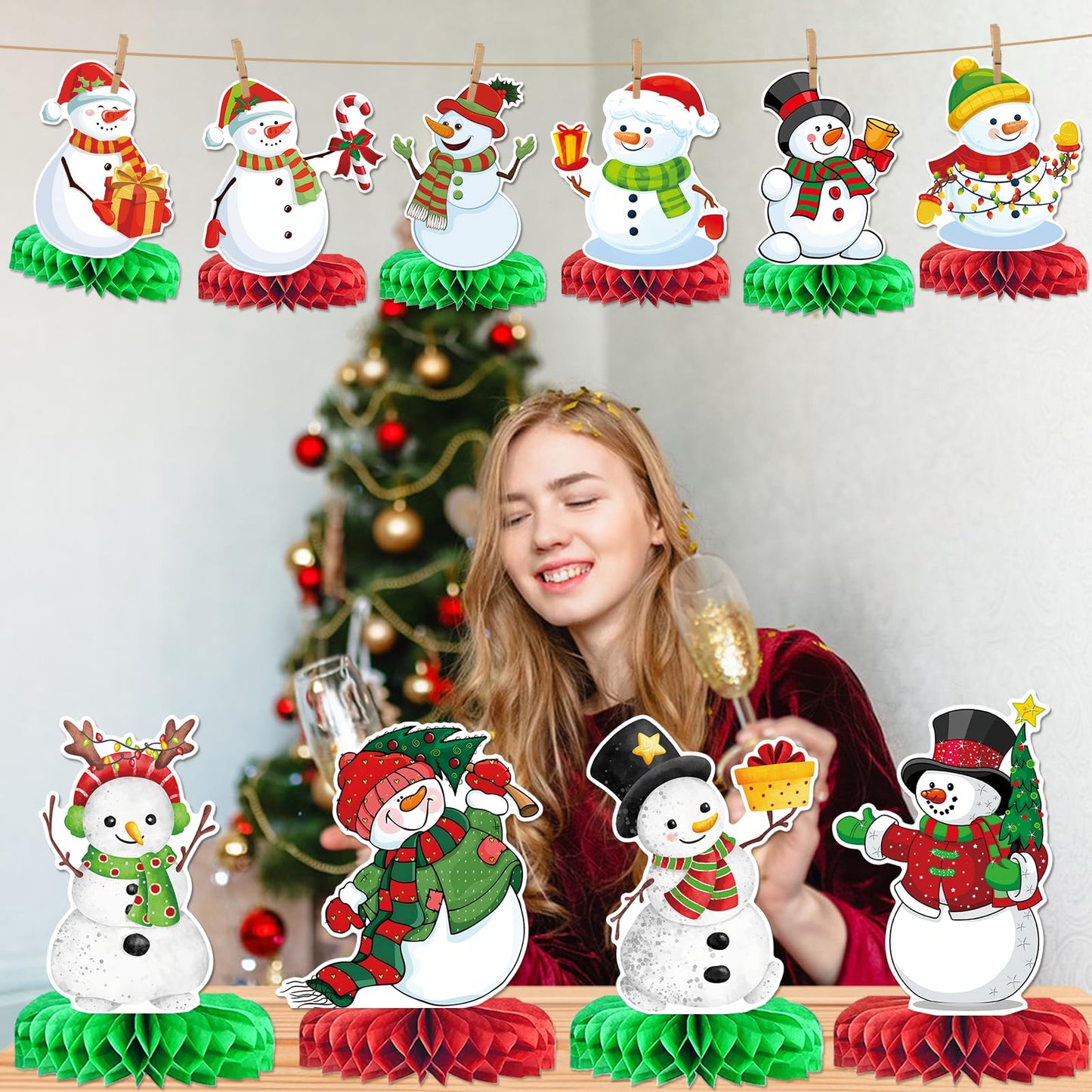 Snowman Christmas Decorations Snowman Decorations for Christmas Party Decorations Christmas Honeycomb Centerpieces for Christmas Party Table