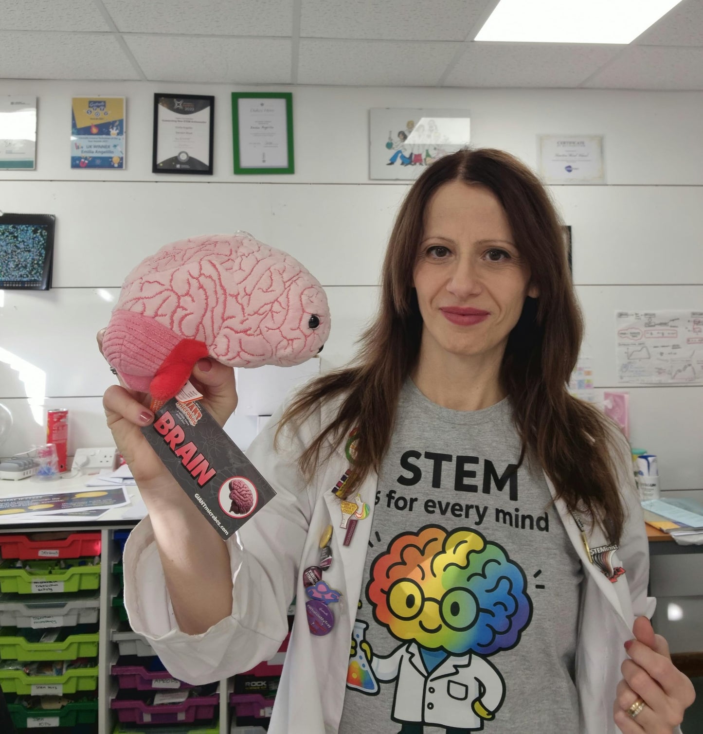 GIANT MICROBES Brain Plush - Anatomical Brain with Embroidered Details