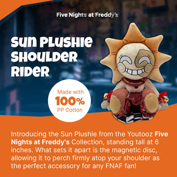 Youtooz FNAF Sun Plush Shoulder Rider 6" inch, Collectible Soft Magnetic Sun Shoulder Rider Plushie from Five Night's at Freddys By Youtooz FNAF Plush