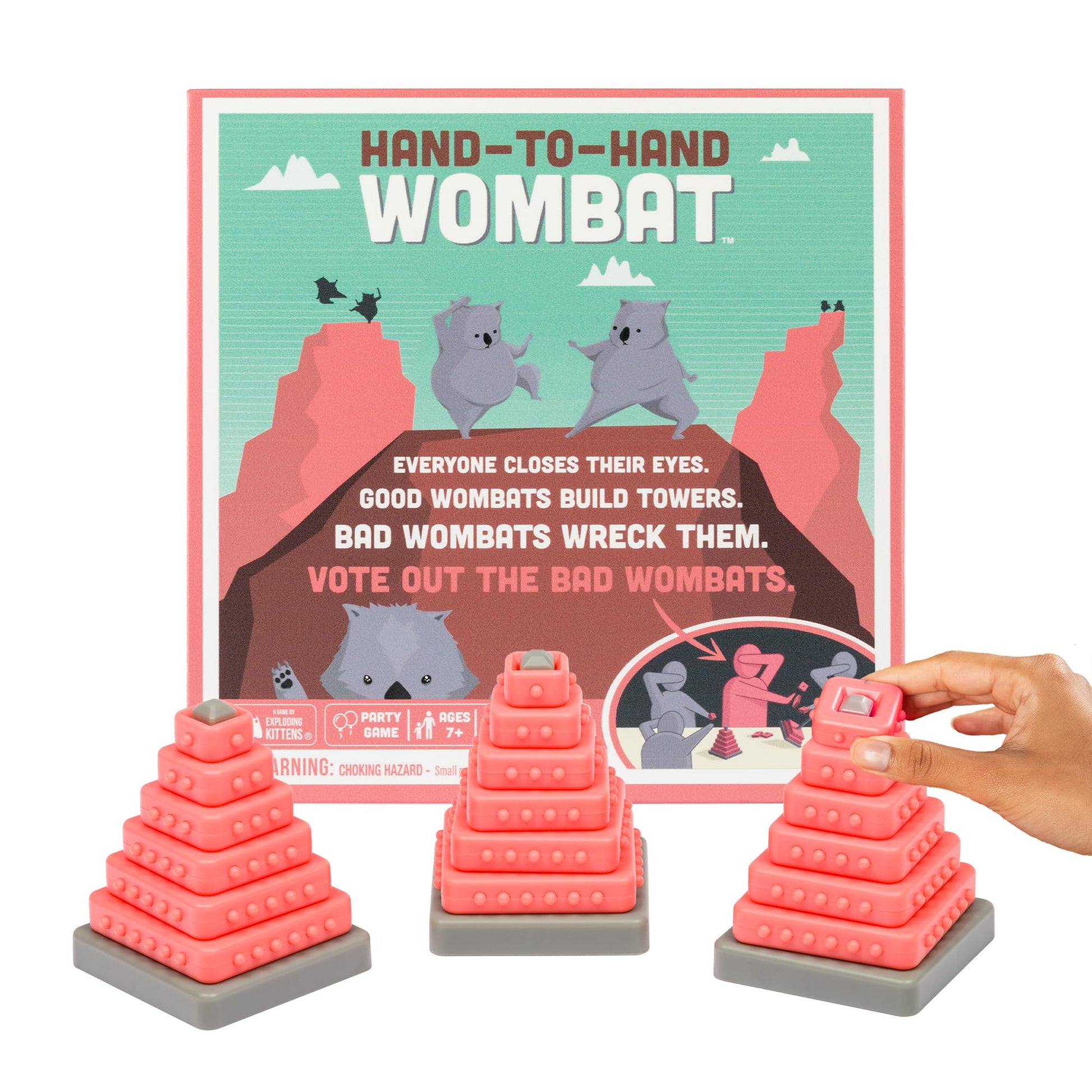 Exploding Kittens Hand to Hand Wombat 3-6 Players - Ages 7+ - 15 Minutes to Play - A Game of Teamwork and Trouble-Makers - Party Game, Family Game