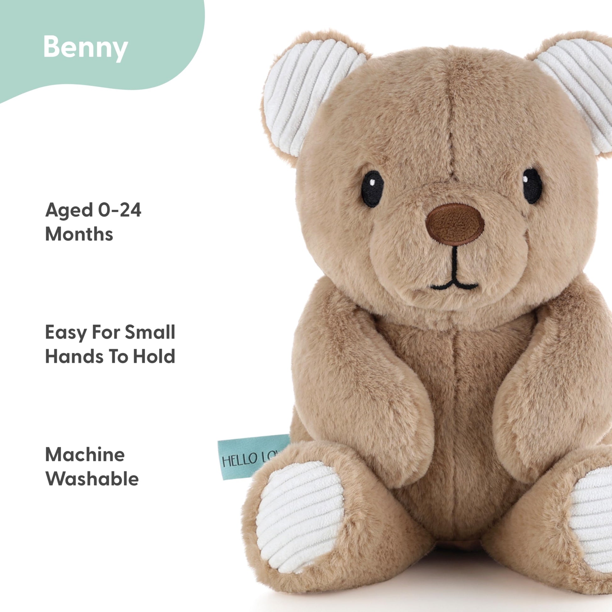 The Peanutshell Teddy Bear Stuffed Animal - 10 inch - Baby Safe - Machine Washable - Soft Bear Baby Toys, Newborn Infant Toddler, Plushies for Boys