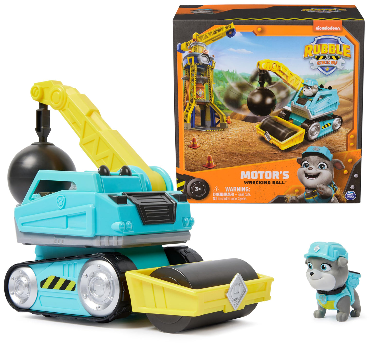 Rubble & Crew, Motor’s Wrecking Ball Toy Truck with Action Figure and Movable Construction Toys, Kids Toys for Ages 3 and Up