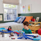 Mattel Disney and Pixar Cars Playset with 2 Toy Cars, Lightning McQueen & Francesco Bernoulli, GRC Jumping Raceway Track Set with Kid-Powered Booster
