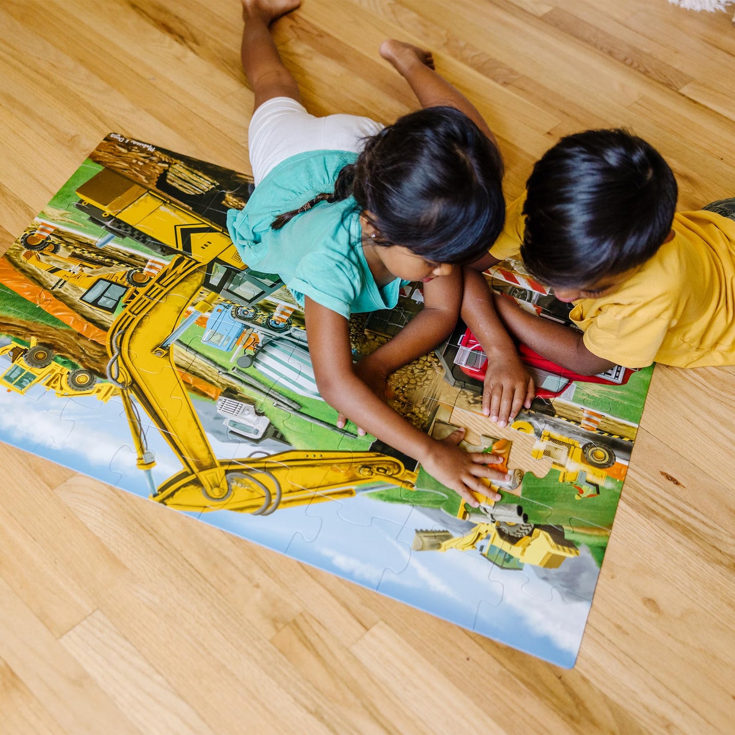 Melissa & Doug Building Site Floor Puzzle, 48 pc Jumbo Jigsaw Puzzle, Educational Screen Free Activity for Toddler, Preschoolers and Kids Ages 3+ (2 x