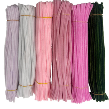 SYMHHA 450 Pcs Pipe Cleaners Craft Kit for Flower Making,5 Colors,Complete DIY Flower Craft Set with Chenille Stems,Craft