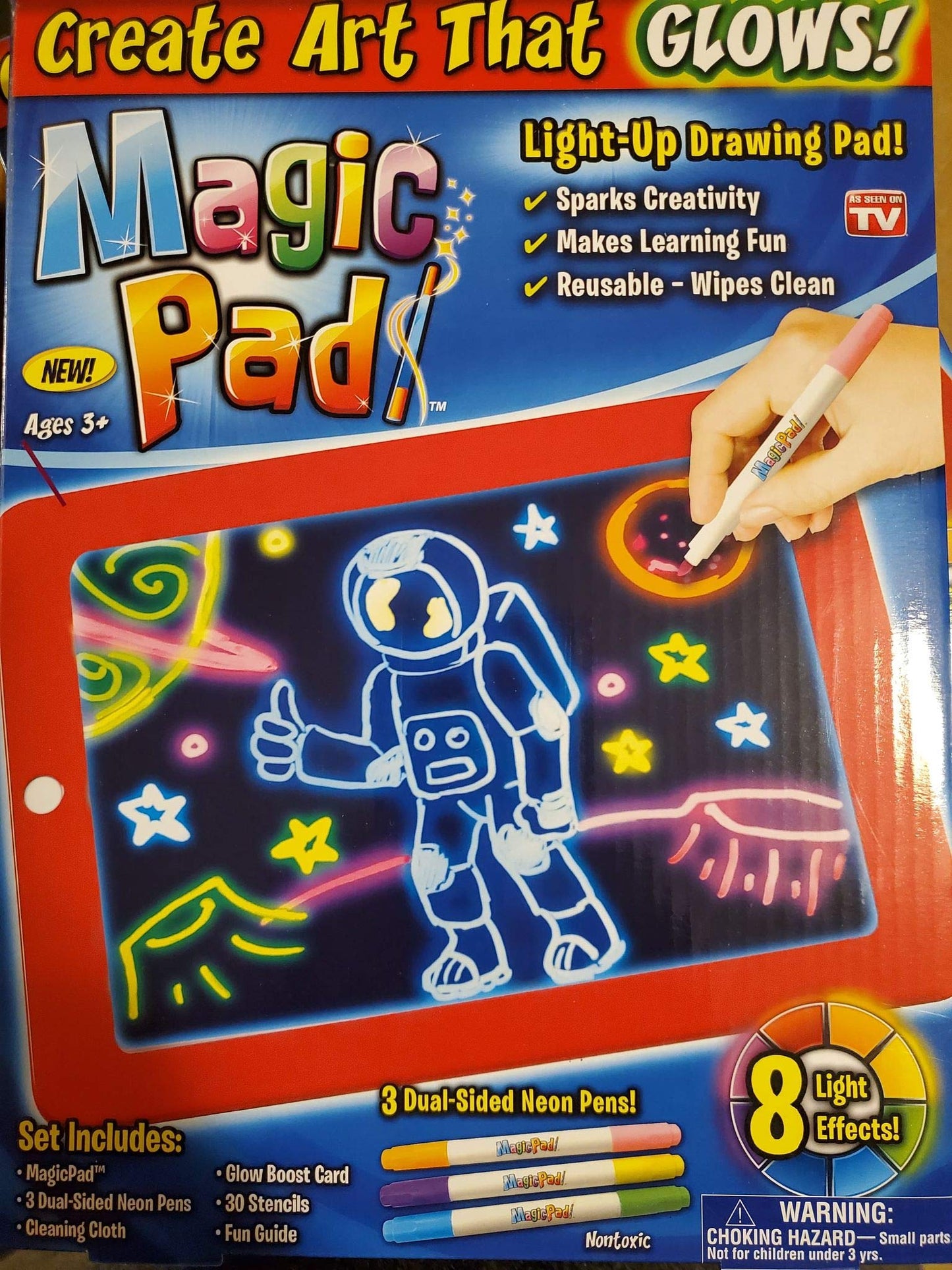 Ontel Bonus Magic Pad Deluxe Light Up LED Drawing Tablet with Extras - Includes 4 Dual Side Markets, Dry Eraser, Glow Boost Card, Fun Guide, 42