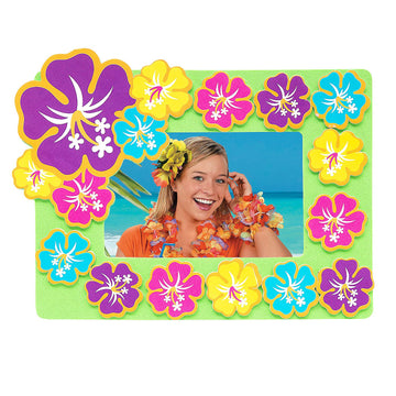 Fun Express Luau Hibiscus Picture Frame Magnet Craft Kit - VBS 2026 Vacation Bible School Supplies/Decor - Makes 12