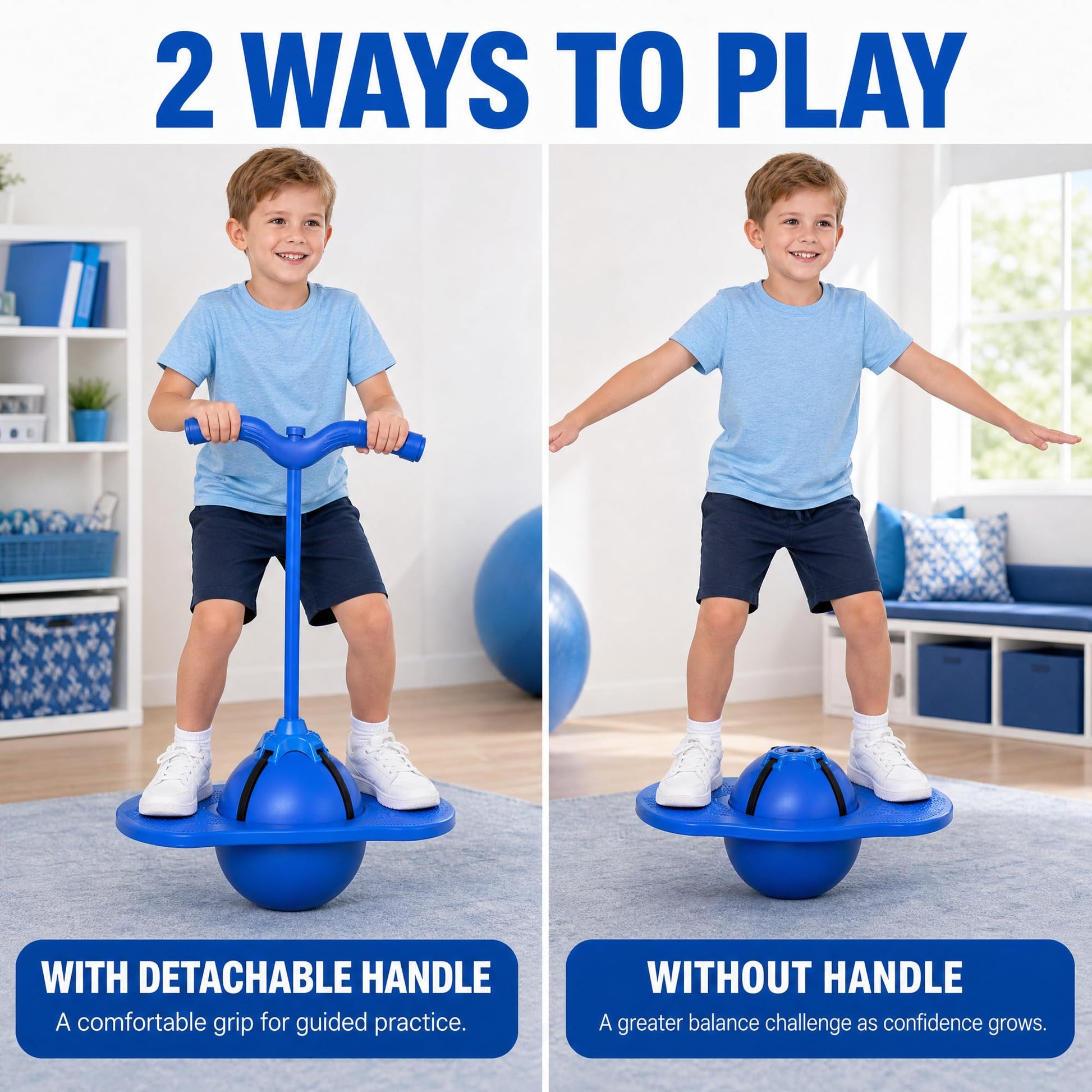 Pogo Jumper with Handle and Ball Pump Pogo Bouncing Stick