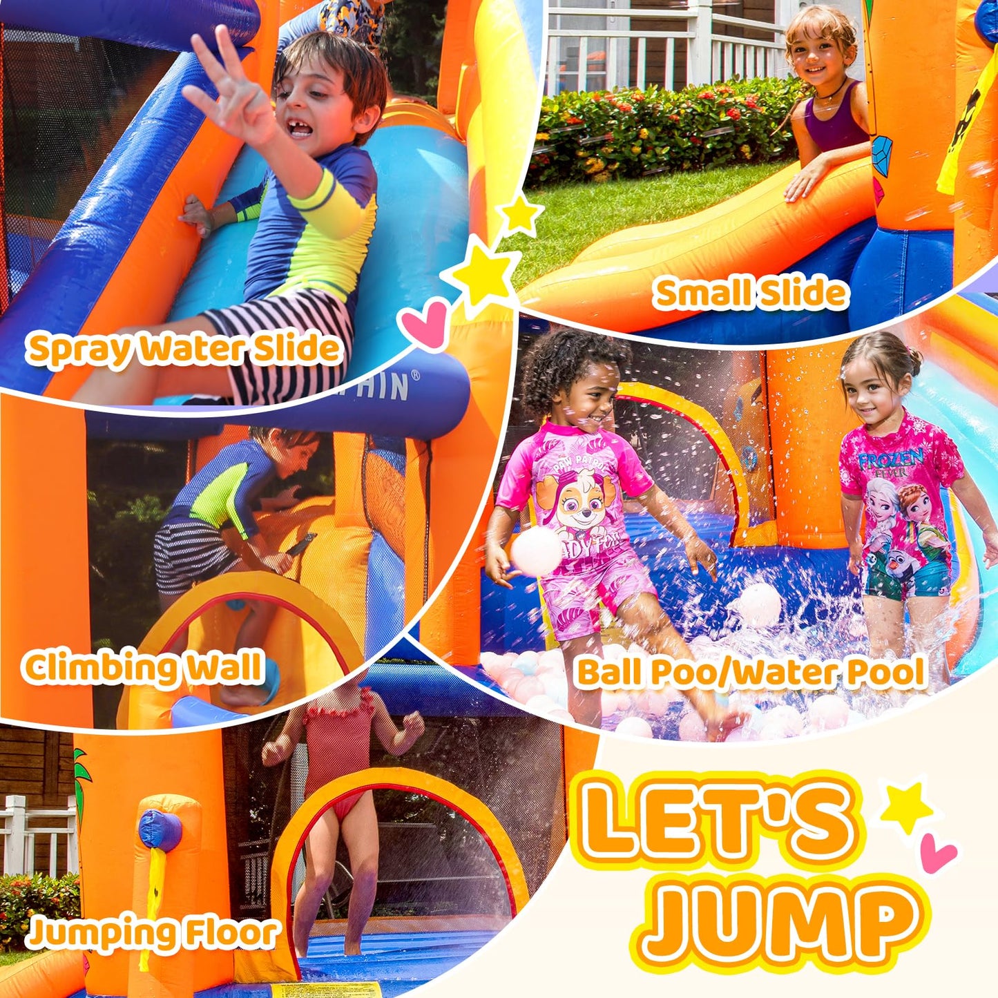 Doctor Dolphin Inflatable Water Slide, Water Bounce House for Big Kids?Water Slides for Kids Backyard, Inflatable Water Park Bouncy House for Wet