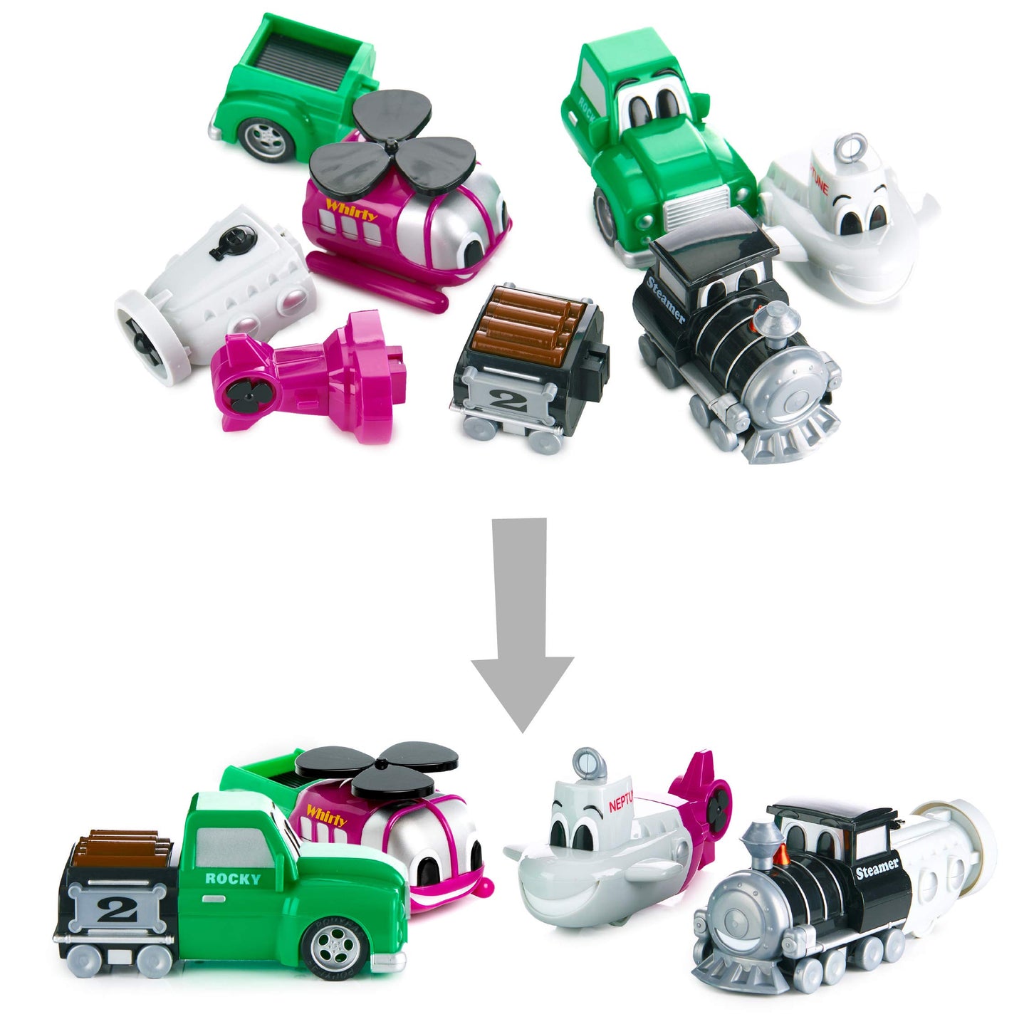 POPULAR PLAYTHINGS Magnetic Vehicles for Toddlers 1-3, Mix or Match Car Toys, Set of 4 Gift for Kids - Vehicles Junior 2