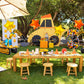Construction Balloons, Self Standing 4D Excavator Balloon, Golden and Orange Star Balloon, Number 3 Foil Balloons for Kids 3rd Birthday Party