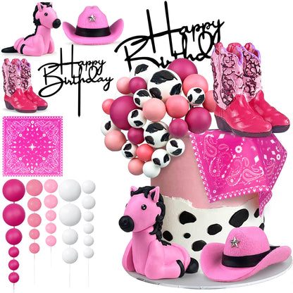 31 PCS Cowgirl Cake Decorations Hat and Boot Cake Toppers for Western Theme Birthday Baby Shower Cowgirl Party Supplies