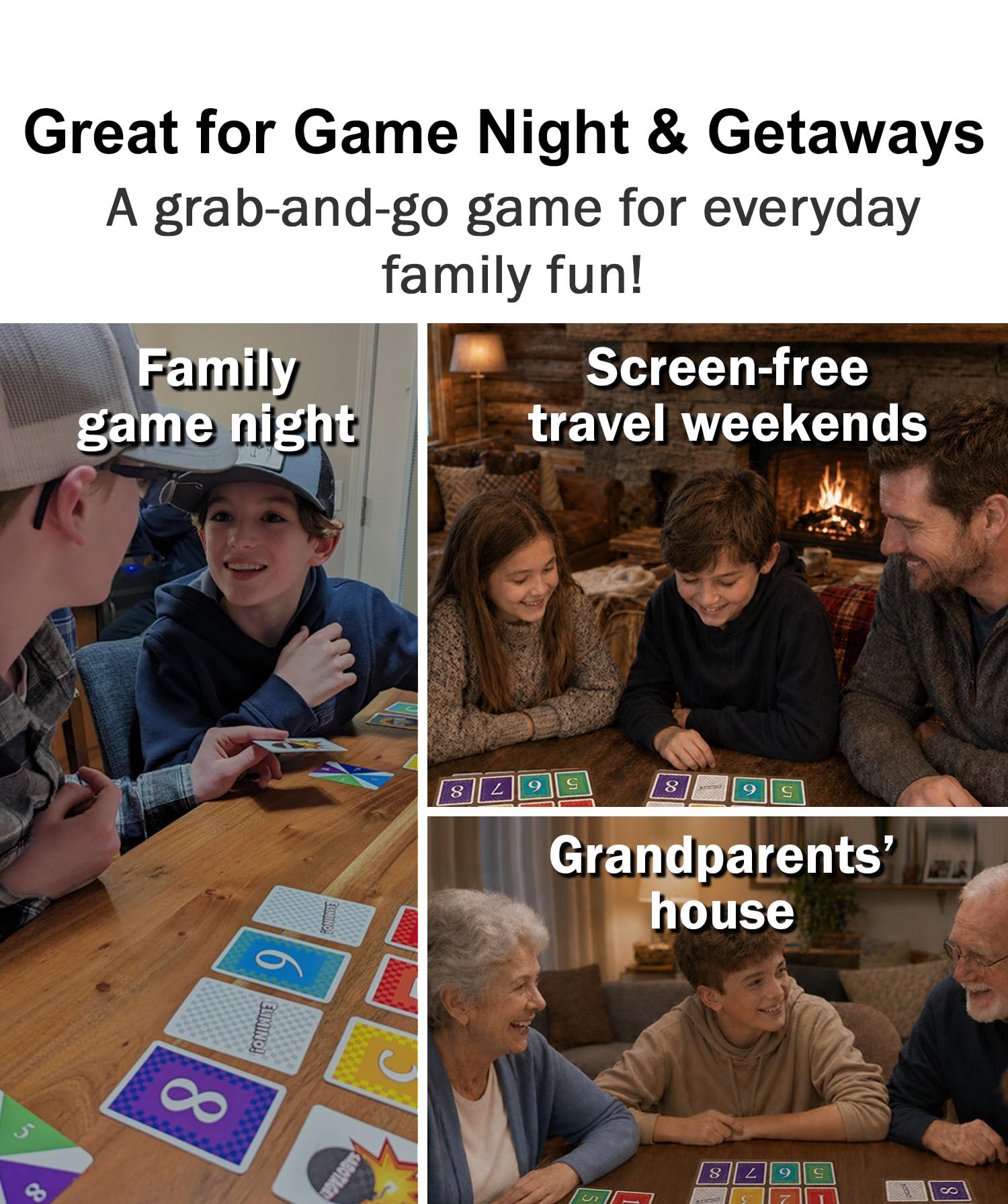 Elimino Family Card Game - Fast, Easy to Learn Card Game for Kids, Adults & Grandparents | Ages 7+, 2-5 Players | Family Game Night Gift